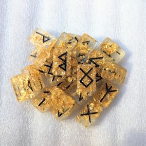 Handmade resin rune stones with gold flakes